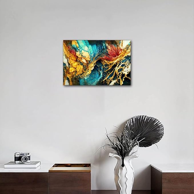 Abstract Wall Art for Home Decor Modern Ocean Desert Land Painting 1 Panel Canvas Art for Men Living Room Decor Minimalist Enthusiasts Home Wall Decoration Stretched and Framed Ready to Hang 18x12 in