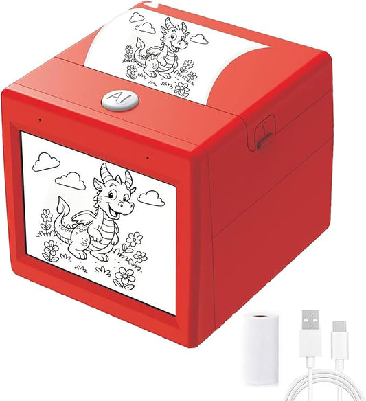 Sticker Box Printer - AI Sticker Printer with Voice Control & Screen, Portable Mini Thermal Printer Inkless Sticker Maker Machine for DIY Journaling Study Notes for Home, Office Study DIY