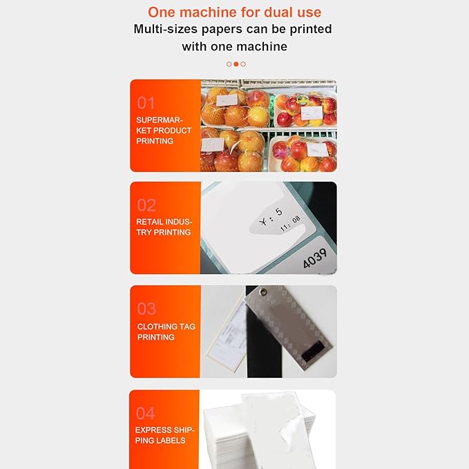 Marhynchus Thermal Label Printer, High Speed Shipping Label Printer with Sensors and Large Paper Capacity, Versatile Sticker Printer for Supermarkets, Warehouses, Offices (US Plug)