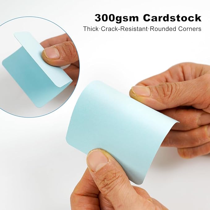 100 Sheets ATC Cards, Blue 300gsm Acid-Free Cardstock, About 2.5 x 3.5 in Rounded Corner Blank Artist Trading Cards, Double-Sided for Journaling, Scrapbooking & Mixed Media