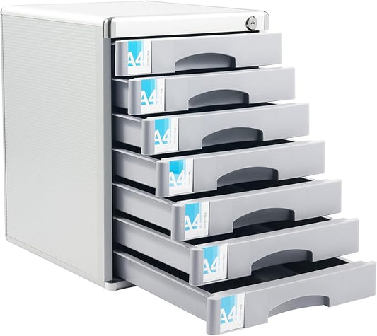 4 Drawer Desktop Organizer Locking Filing Cabinet Multi-Functional Office Storage (7 Drawer File Cabinet)