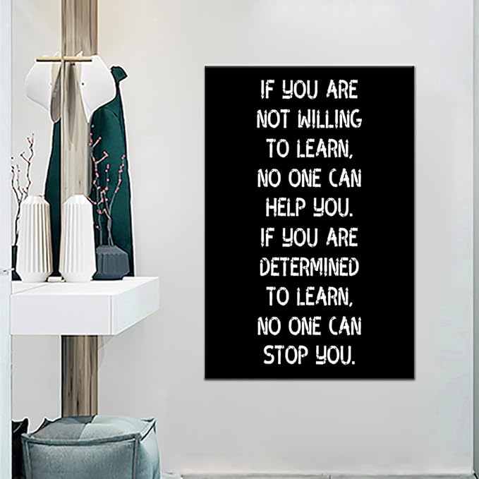 Learn Inspirational Canvas Wall Art Motivational Entrepreneur Quotes Poster Print Positive Painting Picture Artwork for Home Living Room Office Classroom Wall Decor Ready to Hang [24''Wx36''H]