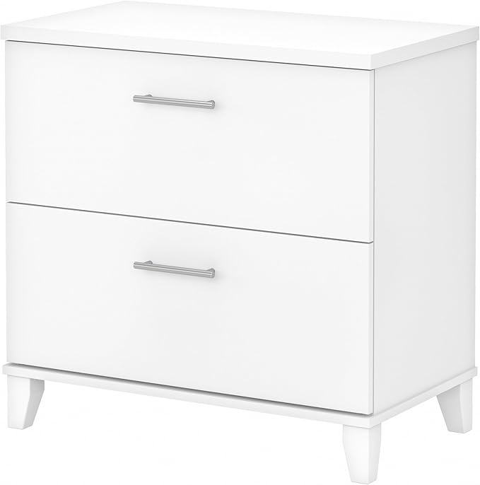 Bush Home 2 Drawer Lateral File Cabinet, Letter and Legal-Size Document Storage for Home or Professional Office, Somerset Collection, White