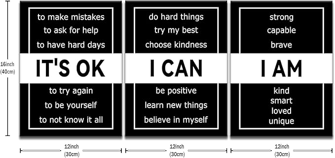 Inspirational Canvas Wall Art Motivational Office Poster Wall Decor Picture Positive Quotes Ability Motivation Attitude Artwork for Modern Home Bedroom Gym Classroom Stretched and Framed [36''Wx16''H]