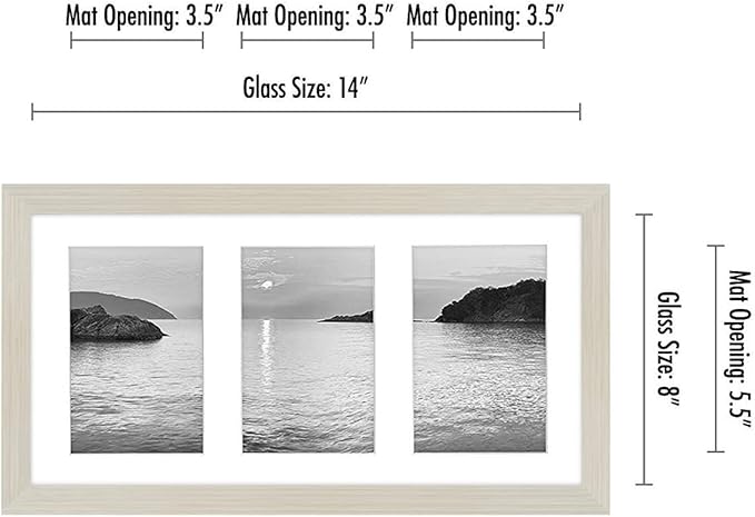 Americanflat 4x6 Collage Picture Frame with Shatter-Resistant Glass - Fits Three 4x6 Photos or Use as One 8x16 Picture Frame - Signature Collection - Collage Frames for Tabletop and Wall - Light Wood