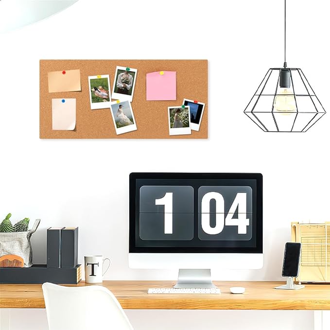 2 Pack Rectangle Cork Boards for Walls,1/2" Thick Cork Tiles with 20 Push Pins,Self-Adhesive Frameless Bulletin Board for School,Home & Office(Size:17x8x0.5 inch)