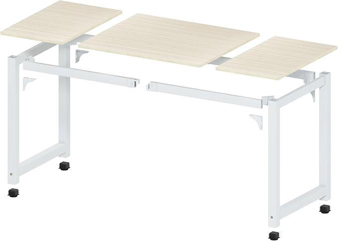 NSdirect Large Office Desk for Home Office, Large 63" Computer Desk Table, Wide Writing Study Desk for 2 Person, Metal Sturdy Frame Thicker Steel Legs, (White Oak, 63"L x 23.6"W x 29.5"H)