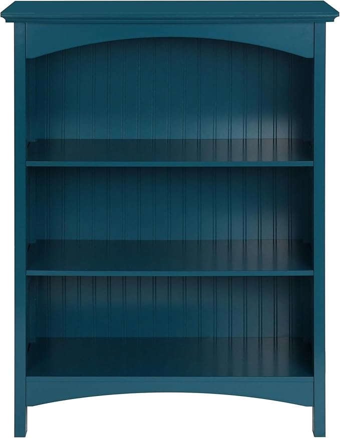 eHemco 3 Tier Bookcase with 2 Arched Supports, 40 Inches, Blue