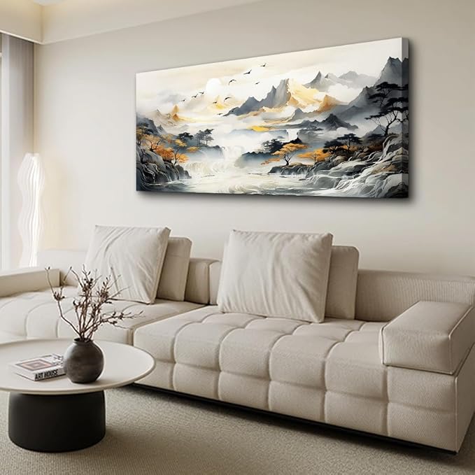 hyidecorart Large Size Wall Decor for Living Room Wall Art For Office Bedroom Modern Decorations Abstract Pictures Stretched and Framed Canvas Art Mountain Landscape Wall Paintings Poster