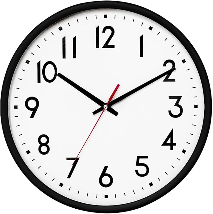 HZDHCLH Wall Clock Black,Silent Wall Clocks Battery Operated 10 Inch Modern Non Ticking Analog Clock Decorative for Kitchen Bedroom Living Room Office Classroom