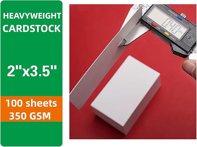 100 Sheets blank cardstock 2 x 3.5 In Heavy Weight business Card Stock 350gsm/130lb Learning Card, Note Card, Thank You Inserts, Gift Tags, Paper Crafts, Write, Draw, DIY (2X3.5 Inches)