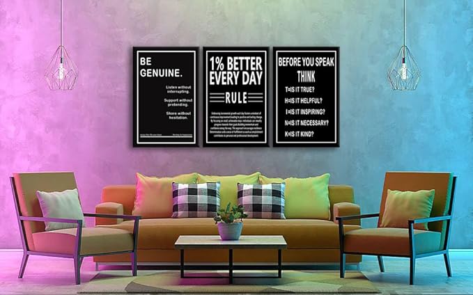 Motivational Office Wall Decor Before You Speak Think Canvas Wall Art Be Genuine Posters Prints Entrepreneur Success Paintings Picture Artwork Inspirational Home Bedroom School Decor [72" W X 36" H]