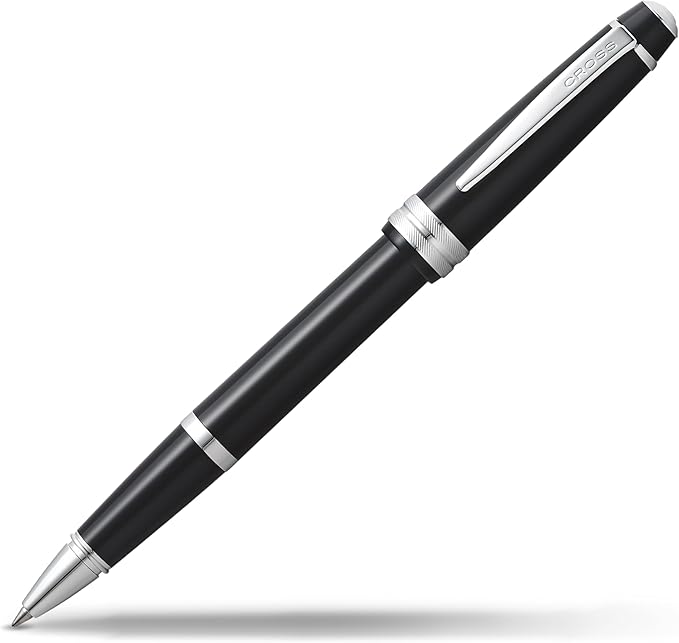 Cross Bailey Light Glossy Black Resin Rollerball Pen - Professional Pen for Effortless Writing - Journaling, Note-Taking & More - Black Ink - Easy Handling - Includes Gift Box
