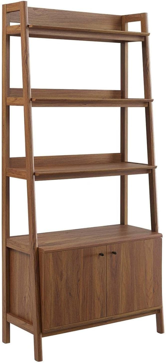 Modway 33" Bookshelf Display Case in Walnut