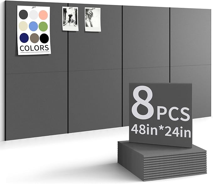 Large Bulletin Board 48"x 24" Cork Boards for Walls, 12 Pack Felt Wall Panels Photo Board, Cork Board for Office Home Pin Board
