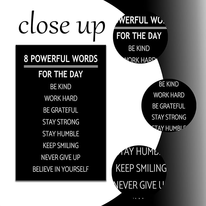 DINGFUN 8 Powerful Words Motivational Gym Poster Canvas Wall Art Inspirational Quotes Office Wall Decor Picture Painting Artwork for Living Room Office Gym Wall Decoration Ready to Hang [24''Wx36''H]