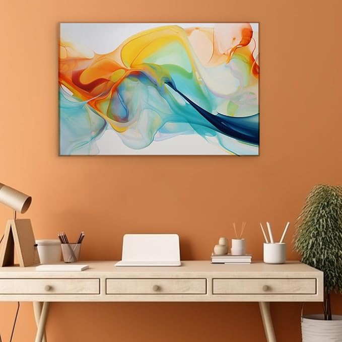 Wall Art for Office. Vibrant Explosion Of Swirling Colors, A Dynamic Fusion Of Passion And Tranquility Large Wall Art, Canvas Wall Arts, Wall Art Decor, Office Wall. Size: 130x86 cm (51x34 inch)