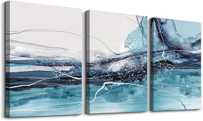 Canvas Wall Art For Living Room Modern Wall Decorations For Bedroom Office Wall Decor Painting 3 Piece Framed Canvas Art Prints Ready to Hang Inspirational Abstract Ink Pictures Home Decoration