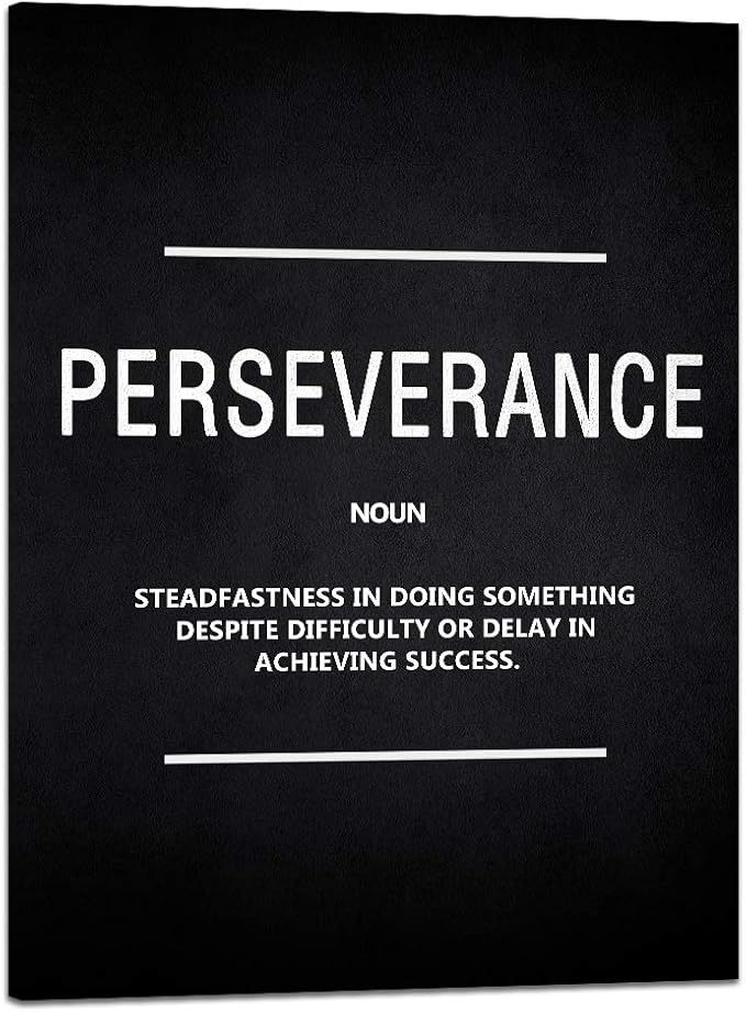 Inspirational Wall Art Motivational Entrepreneur Quote Painting Prints on Canvas Inspiring Hustle Posters Perseverance Noun Pictures Artwork Home Office Decor Framed Ready to Hang (18”Wx24”H)