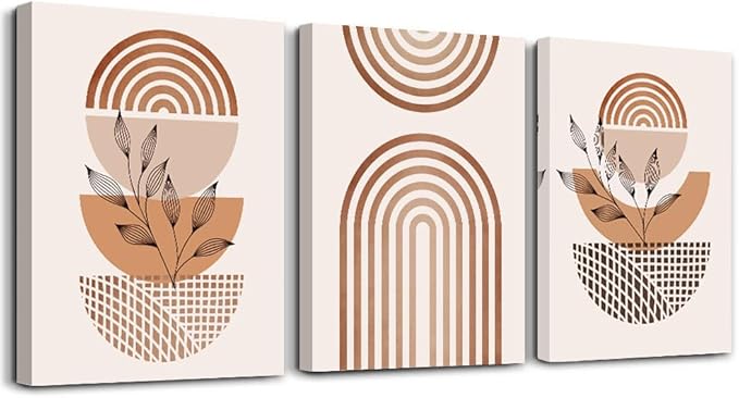 DZRWUBHS Boho Wall Decor Canvas Art Set - Living Room, Bedroom, Office - Abstract Line Paintings - 3 Piece Set - 12x16