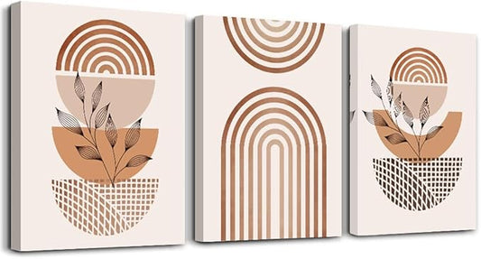 DZRWUBHS Boho Wall Decor Canvas Art Set - Living Room, Bedroom, Office - Abstract Line Paintings - 3 Piece Set - 12x16