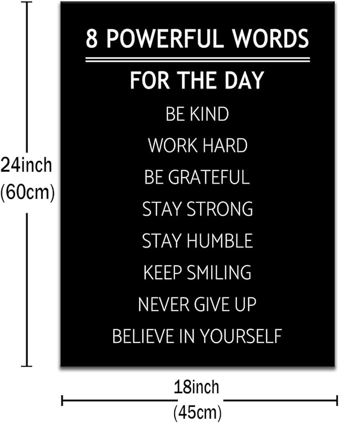 DINGFUN 8 Powerful Words Motivational Wall Decor Inspirational Office Entrepreneur Quotes Discipline Poster Wall Art Print Positive Picture Artwork for Gym Workspace Ready to Hang [18''W x 24''H]