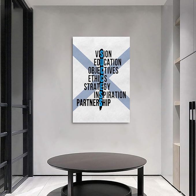 Wooden Framed Motivational Wall Art Inspirational Canvas Painting Positive Quotes Posters OBJECTIVES STRATEGY Picture Modern Artwork Home Office Living Room Decor Framed Easy to Hang-24”Wx36”H