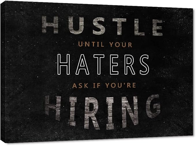 Yatsen Bridge Modern Motivational Canvas Wall Art Hustle Entrepreneur Inspirational Quotes Posters and Prints Postive Attitude Painting Artwork Easy to Hang for Office Classroom Decor - 28''Hx44''W