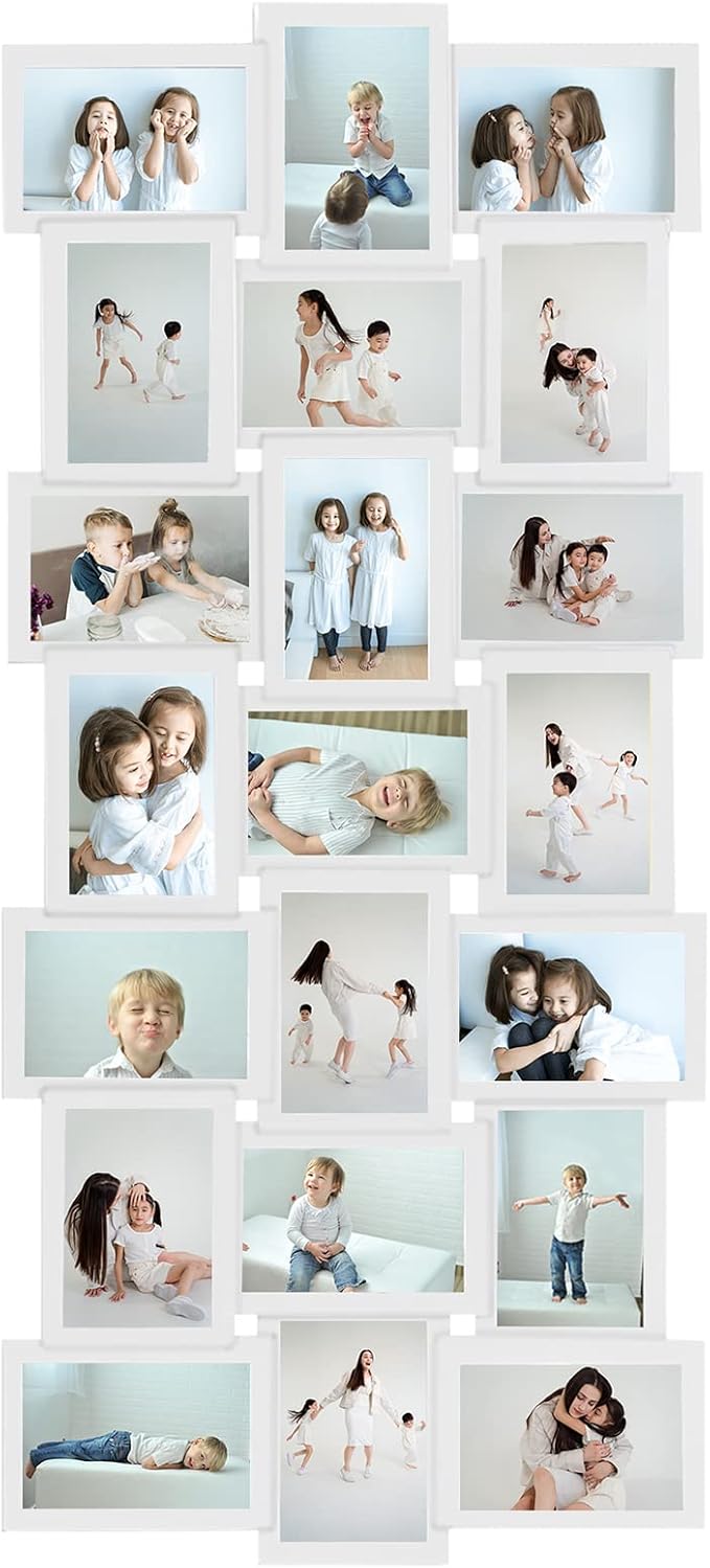HELLO LAURA Photo Collage Frame 4x6 for Wall Decor - Family Picture Frames Gallery Display Multiple Photos - White
