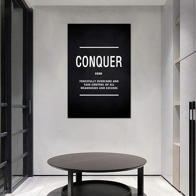 Yatsen Bridge Motivational Wall Art for Office Inspirational Canvas Painting Conquer Verb Posters Inspiring Quotes Positive Motto Sign Prints Artwork Home Living Room Decorations Framed (24”Wx36”H)