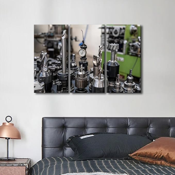 TUMOVO CNC Machine Tools Prints for Wall Decor Machine Pictures Print on Canvas Bathroom Decor Wall Art Canvas Wall Artwork Family Wall Decor Modern Home Decor Canvas Art Wall Hanging, 36x24 Inch