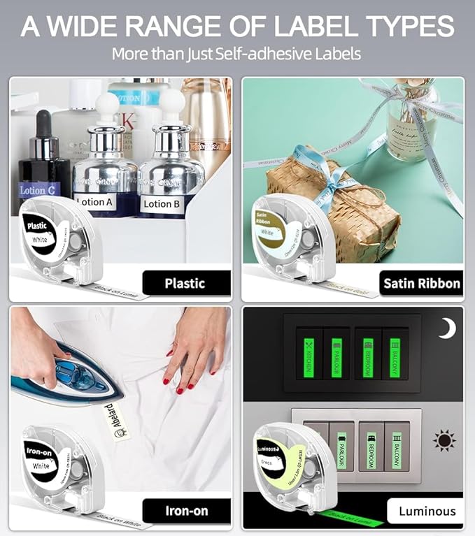 Phomemo P12 Label Maker Machine with 4 Tapes, Small Label Makers Ribbon Printer Machine for Home, Office, Organizing, Kitchen
