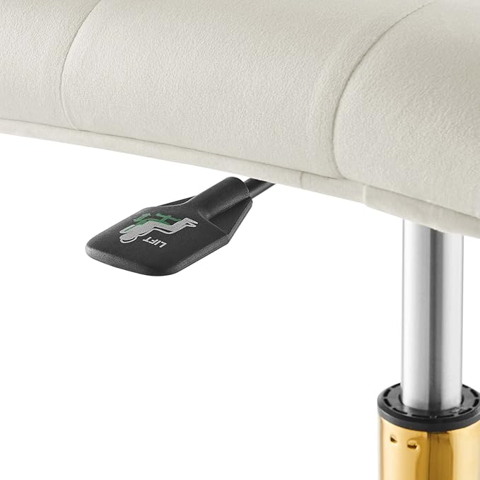 Modway Prim Armless Performance Velvet Office Chair in Gold Ivory
