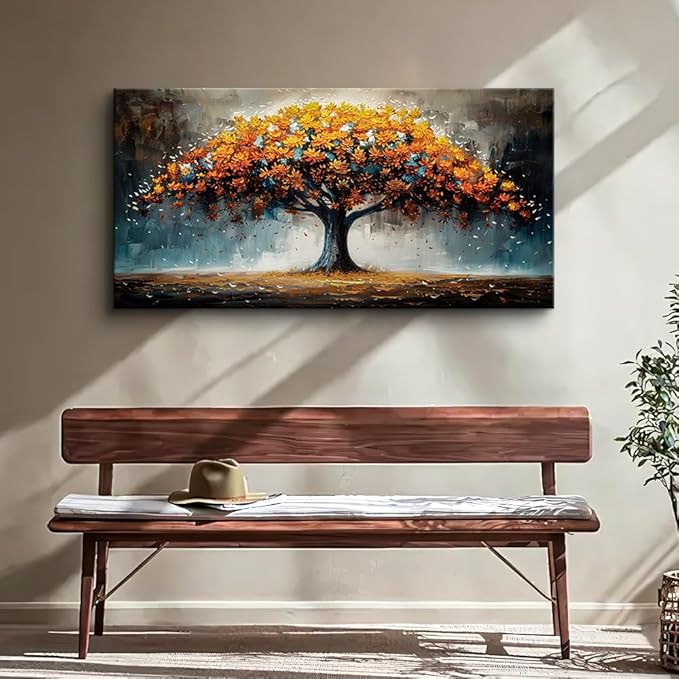KELIYUAN Large Wall Art For Living Room Canvas Wall Decor For Bedroom Office Restaurant Mural Abstract Tree Landscape Wall Pictures prints Artwork Ready To Hang Modern Aesthetic Home Decor 24x48In