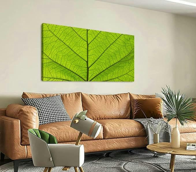 TIGTMULERLY Wall Art Frame Gallery Wall Decor Extreme close up green leaf veins Modern Canvas Prints Artwork for Living Room Bedroom Office Kitchen 48x24Inch