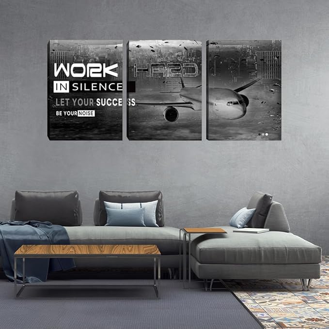 Unbruvo Motivational Entrepreneur Canvas Wall Art Inspirational Quotes Hustle Poster Picture Office Decor Success Art Inspirational Painting Print Artwork for Living Room Bedroom(48''Wx 24''H)