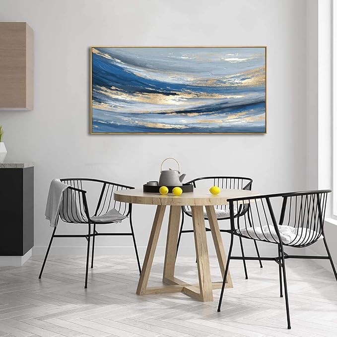 Abstract Wall Art Canvas Paintings Blue Fantasy Modern Large Framed Artwork Decor for Living Room Bedroom Office Painting Home Decor 24"x48"