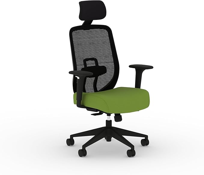 HON Altern Ergonomic Office Chair with Headrest, Arms, Wheels, Foam Cushion Seat, Mid Back Home Office Desk Chair Comfy, Gaming Chair, Height Adjustable Arms, Synchro-Tilt, Black Frame, Pear