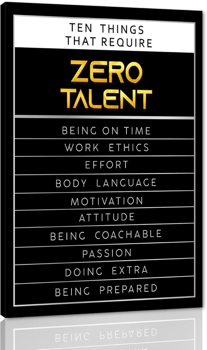 Yatsen Bridge Motivational Office Canvas Wall Art Positive Quotes Ten Things That Require Zero Talent Inspirational Painting Wall Decor Artwork Wooden Framed Ready to Hang - 12”W x 16”H