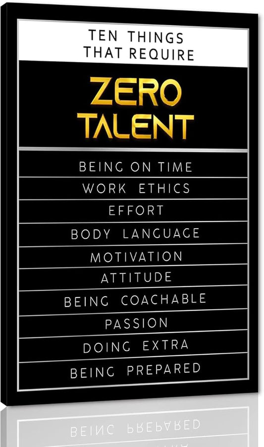Yatsen Bridge Motivational Office Canvas Wall Art Positive Quotes Ten Things That Require Zero Talent Inspirational Painting Wall Decor Artwork Wooden Framed Ready to Hang - 12”W x 16”H