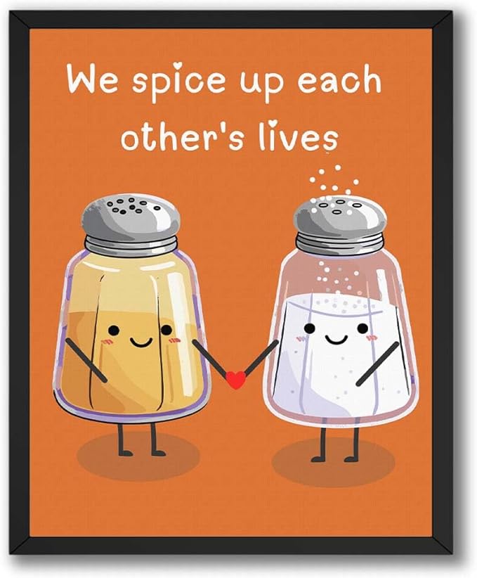 ALPINE INK CO. Cute Spice Love Art Glossy Poster - Playful Salt and Pepper Character Illustration - Sweet Kitchen Wall Decor - Cozy Home Art Print - Thoughtful Gift Idea - 11x14 Unframed Glossy Print