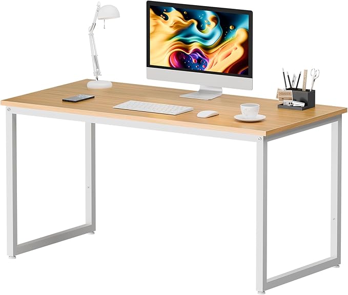HomGarden 47 Inches Modern Simple Writing Computer Desk PC Laptop Sturdy Table Workstation for Office Work, Brown