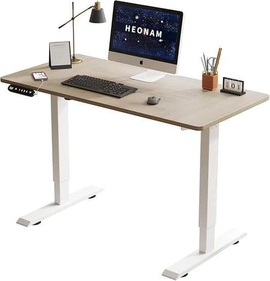 48 Inch Electric Standing Desk with USB Charging Port, Height Adjustable Sit Stand Desk with Memory Presets, Spacious Desktop and Sturdy Metal Frame for Home Office