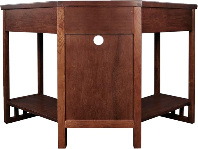 Leick Home 82430 Mission Corner Desk, Writing Computer Desk with Drop Front Keyboard Drawer, for Home Office, Solid Wood, Mission Oak