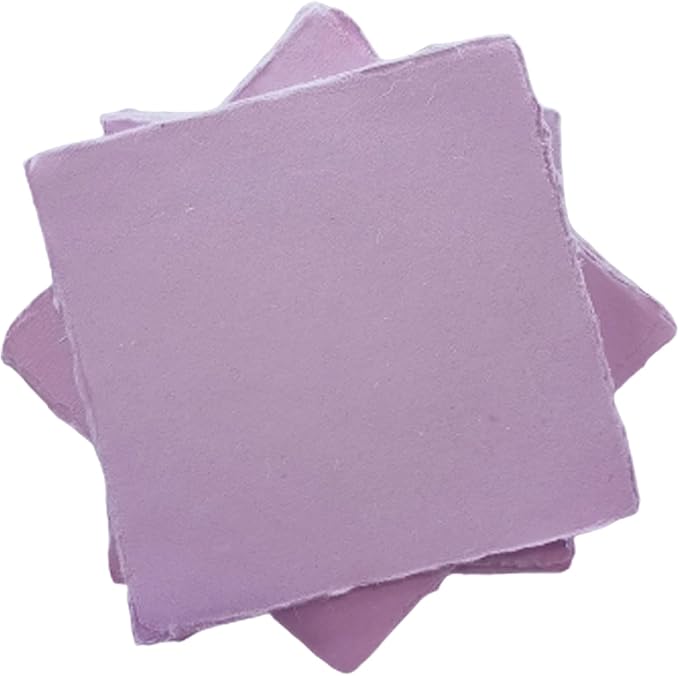 Deckle Papers® Handmade Cotton Paper Square Card Stock for Envelope Making, Calligraphy, Wedding Invitation, Menu Cards, Drawing, Watercolor, Size-Pack of-50-Purple (7x7 Inch)