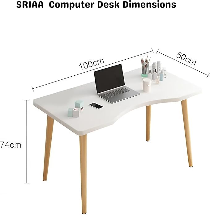 Modern White Wooden Computer Table, 40" L x 20" W x 30" H inches – Durable and Stylish Desk for Home Office, Bedroom, or Study