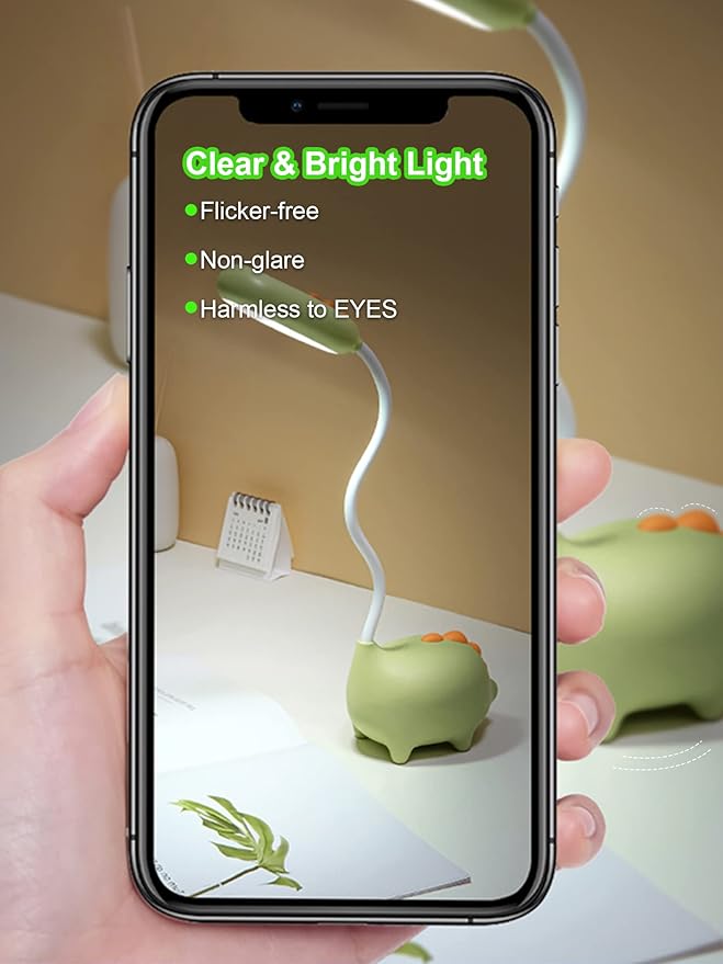 LED Desk Lamp, Dinosaur Night Light for Kids,Cute Bedside Lamps Reading Light with Touch Control, 3 Color Modes Nursery Room Decor Small Lights, Kawaii Accessories Funny Gifts for Boys Girls Teens