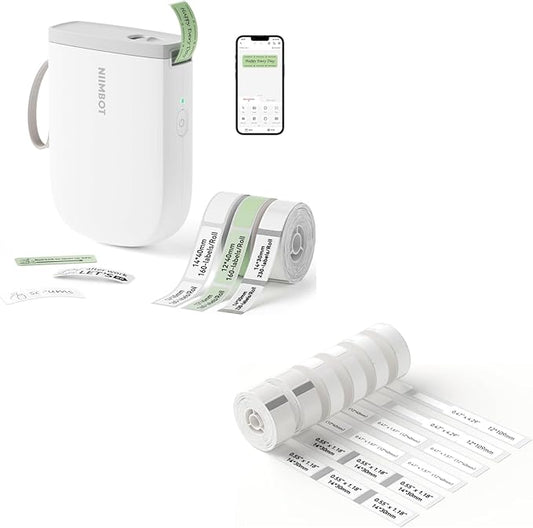 NIIMBOT D11 New Version Label Maker Machine with 3 Rolls Tape, 300DPI Bluetooth Label Printer, Portable Thermal Printer, Sticker Maker for Organizing Home Office School+Extra 6 Rolls Mix Tapes