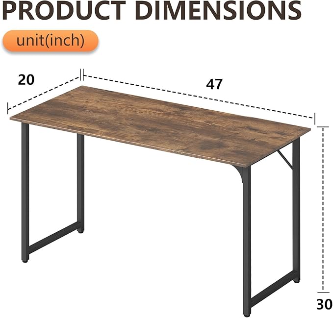 BestOffice Computer Desk,Home Office Desk, Modern Simple Style for Home Office Study Writing (Brown, 47 Inch,2 Pack)