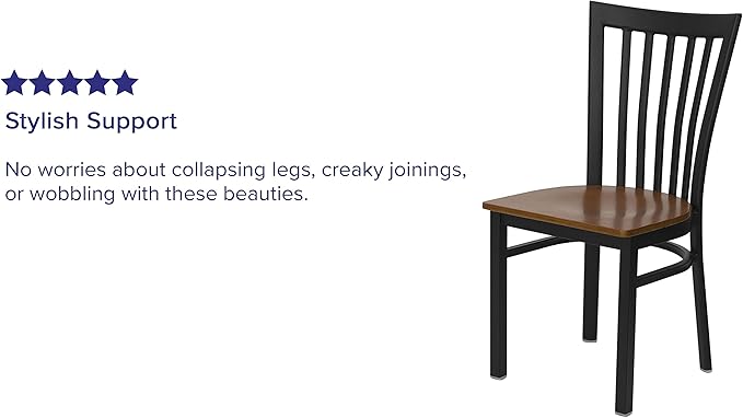Flash Furniture 2 Pack HERCULES Series Black School House Back Metal Restaurant Chair - Cherry Wood Seat
